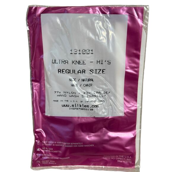 SILKIES Ultra Knee Hi’s Stockings Regular Size Nude Natural 2010 USA Made 131001 - Picture 2 of 5